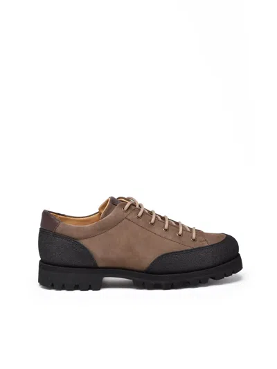 Paraboot Brown Suede Lace-up Shoes With Rugged Tread And Rubberized Accents