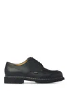 Paraboot Calf Leather Black Flat Shoes With Rubber Sole In Black