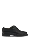 Paraboot Calf Leather Flat Shoes With Lace-up Closure In Black