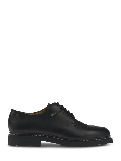 Paraboot Calf Leather Flat Shoes With Lace-up Closure In Black