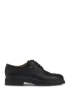 Paraboot Calf Leather Flat Shoes With Lace-up Closure In Black