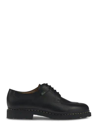 Paraboot Calf Leather Flat Shoes With Lace-up Closure In Black