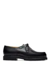 Paraboot Calf Leather Flat Shoes With Lace-up Closure In Black