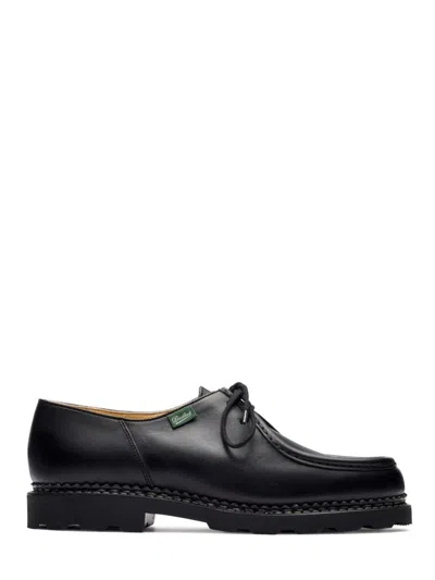 Paraboot Classic Black Calf Leather Loafers With Rugged Outsole