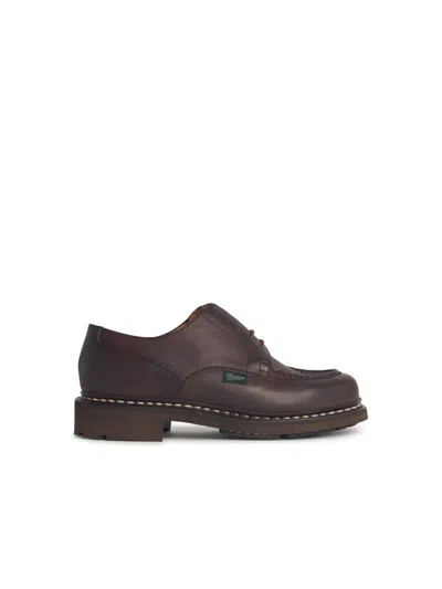 Paraboot Polished Calf Leather Loafers With Moc Toe Design In Brown