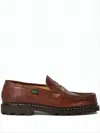 Paraboot Moccasin-style Brown Calf Leather Loafers With Rubber Sole In White