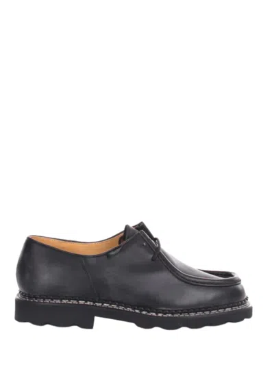 Paraboot Classic Leather Flat Shoes For Men In Black