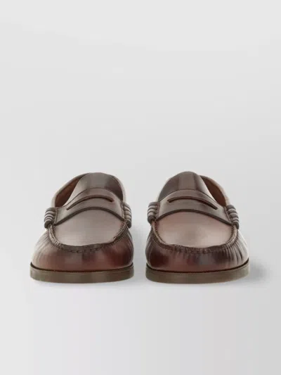 Paraboot Coral Moc Toe Penny Strap Loafers