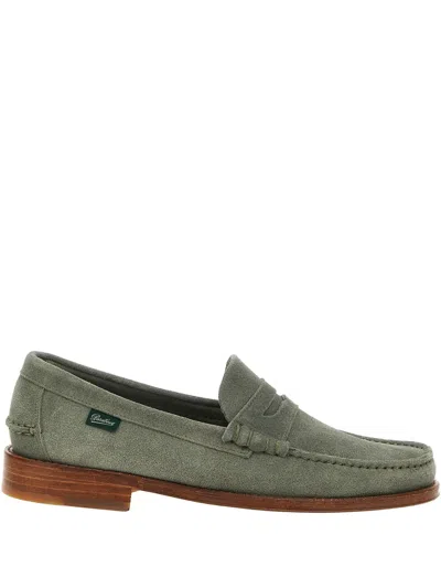 Paraboot Coraux Suede Penny Loafers In Green