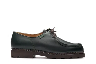 Paraboot Green Calf Leather Norwegian Construction Shoes In Black
