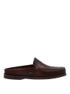 Paraboot Leather Mule Contrast Stitching In Brown