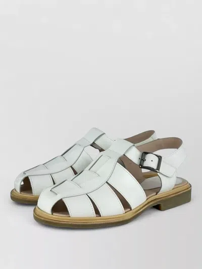 Paraboot Lace Sandals Cut Out Design Flat Sole In White