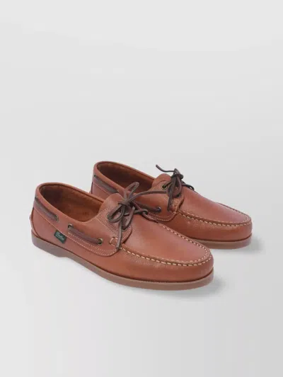 Paraboot Lace-up Leather Loafers Rubber Sole In Brown