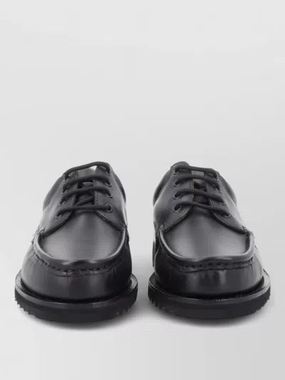 Paraboot Premium Calf Leather Rubber Loafers For Men In Black