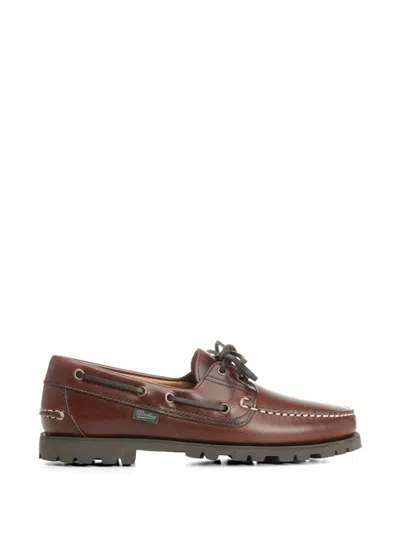 Paraboot Laced Stitched Loafers In Brown