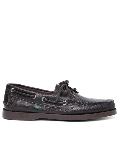 Paraboot Grained-leather Boat Shoes In Brown