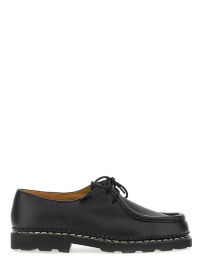 Paraboot Alexander Mcqueen Black Leather Sneakers With Black Leather Heel