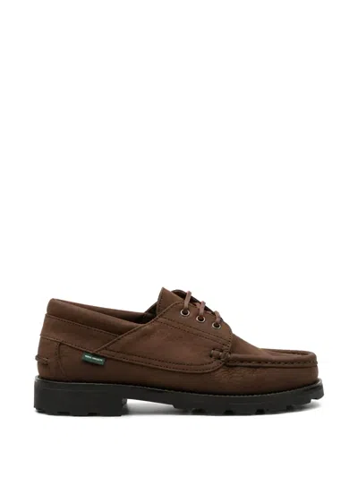 Paraboot Leather Boat Shoes In Brown