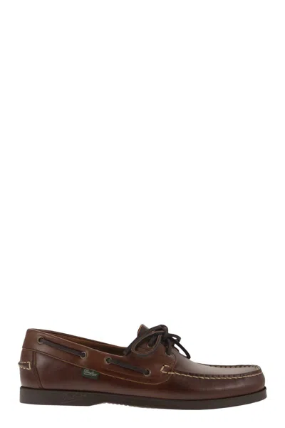Paraboot Leather Boat Shoes With Laces In Brown