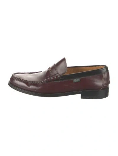 Pre-owned Paraboot Leather Colorblock Pattern Dress Loafers In Burgundy