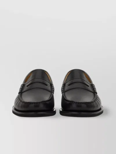 Paraboot Leather Loafers Round Toe Stitch Detailing