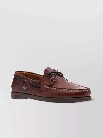 Paraboot Leather Loafers With Moc Toe Stitching In Brown