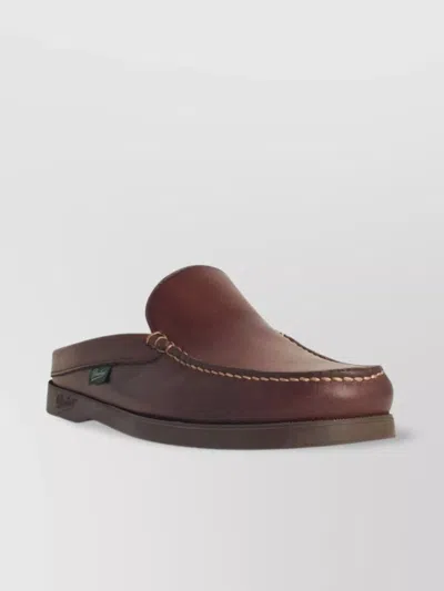 Paraboot Leather Loafers With Moc Toe Stitching In Brown
