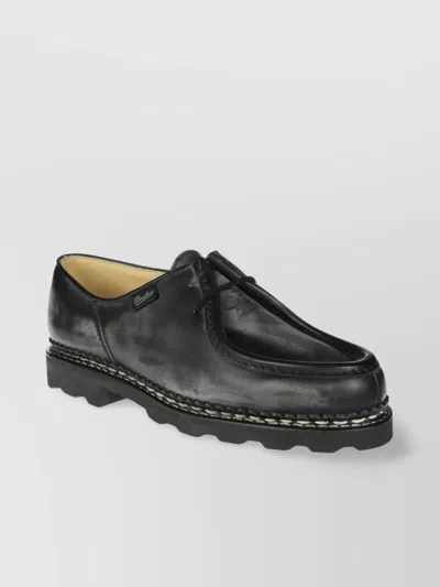 Paraboot Leather Loafers With Rubber Sole In Black