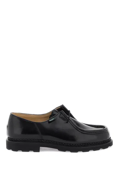 Paraboot Leather Michael Derby Shoes In Noire Gloss Noir