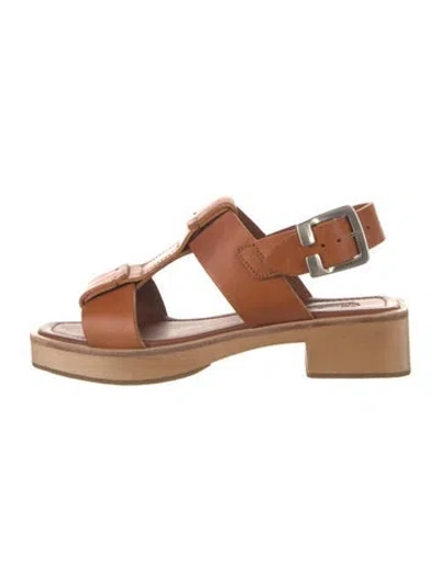 Pre-owned Paraboot Leather T-strap Sandals In Brown