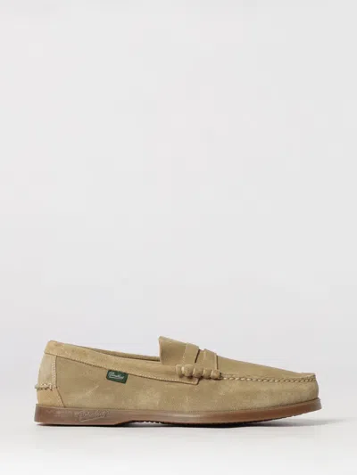 Paraboot Classic Suede Loafers With Penny Bar And Rubber Sole In Brown