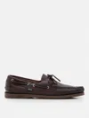 Paraboot Curled Toe Leather Moccasins With Lace-up Detailing In Braun
