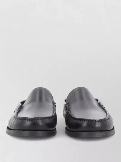 Paraboot Calf Leather Black Loafers With Rubber Sole In Gray