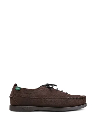 Paraboot Malibu Pebbled-leather Derby Shoes In Brown