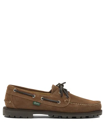Paraboot Malo Suede Laced Loafers In Brown