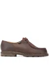 Paraboot Almond Toe Brogues With Ridged Rubber Sole In Brown