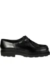 Paraboot Calf Leather Flat Shoes With Lace-up Closure In Black
