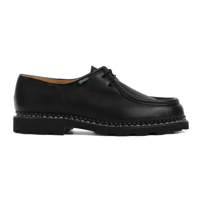 Paraboot Rounded Toe Black Calf Leather Derby Shoes