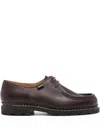 Paraboot Round Toe Leather Derby Shoes With Rubber Sole In Brown