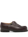 Paraboot Round Toe Leather Derby Shoes With Rubber Sole In Brown