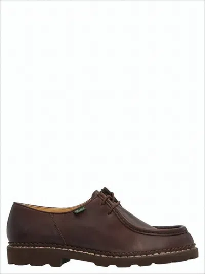 Paraboot Moc Toe Brown Leather Lace-up Dress Shoes In Black
