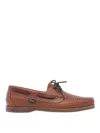 Paraboot Lace-up Leather Loafers Rubber Sole In Brown