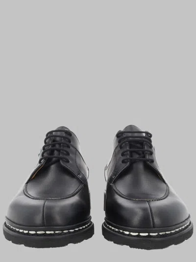 Paraboot Derby Shoes Round Toe Contrast Stitching Sole In Black