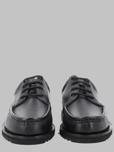Paraboot Premium Calf Leather Rubber Loafers For Men In Black