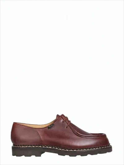 Paraboot Moccasin-style Brown Calf Leather Loafers With Rubber Sole