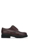 Paraboot Round Toe Loafers Stitched Detailing Rubber Sole In Burgundy