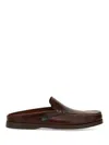 Paraboot Leather Mule Contrast Stitching In Brown