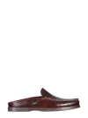 Paraboot Polished Calf Leather Slip-on Mules In Brown