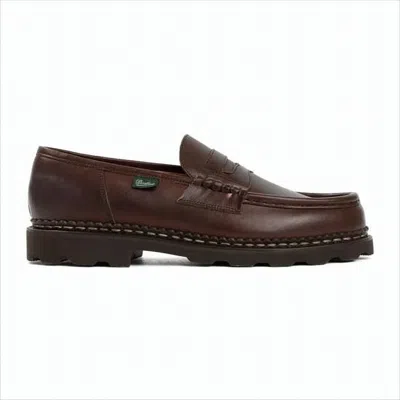 Paraboot Penny Strap Brown Leather Loafers In White