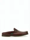 Paraboot Polished Calf Leather Slip-on Mules In Brown